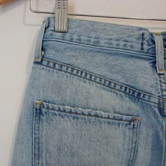 Agolde Riley High Rise Jeans Distressed Straight Leg Ankle Button Light Wash 24 - Picture 12 of 13
